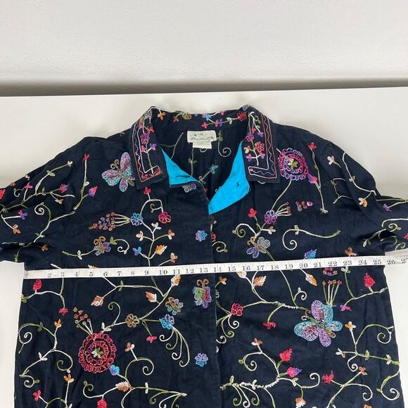Vintage Beaded Embroidered Cottagecore Artsy Button Up Collared Jacket - Picture 4 of 7